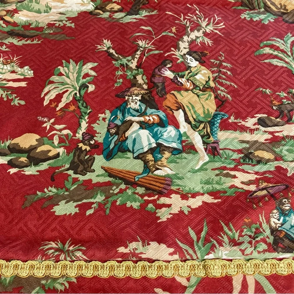 Custom Made Vintage Wesley Mancini Asian Toile Singerie fabric Pillow Shams - Picture 11 of 16